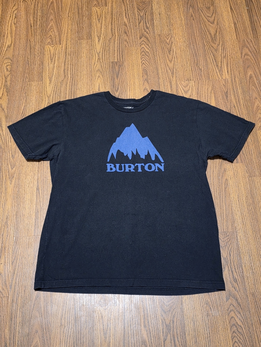 Burton Mens XL Graphic Tee Black Blue Mountain High Logo Classic T-Shirt F60